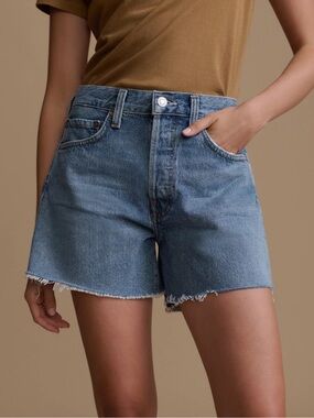 Agolde Parker long Classic High-Rise Denim Shorts in Light Blue